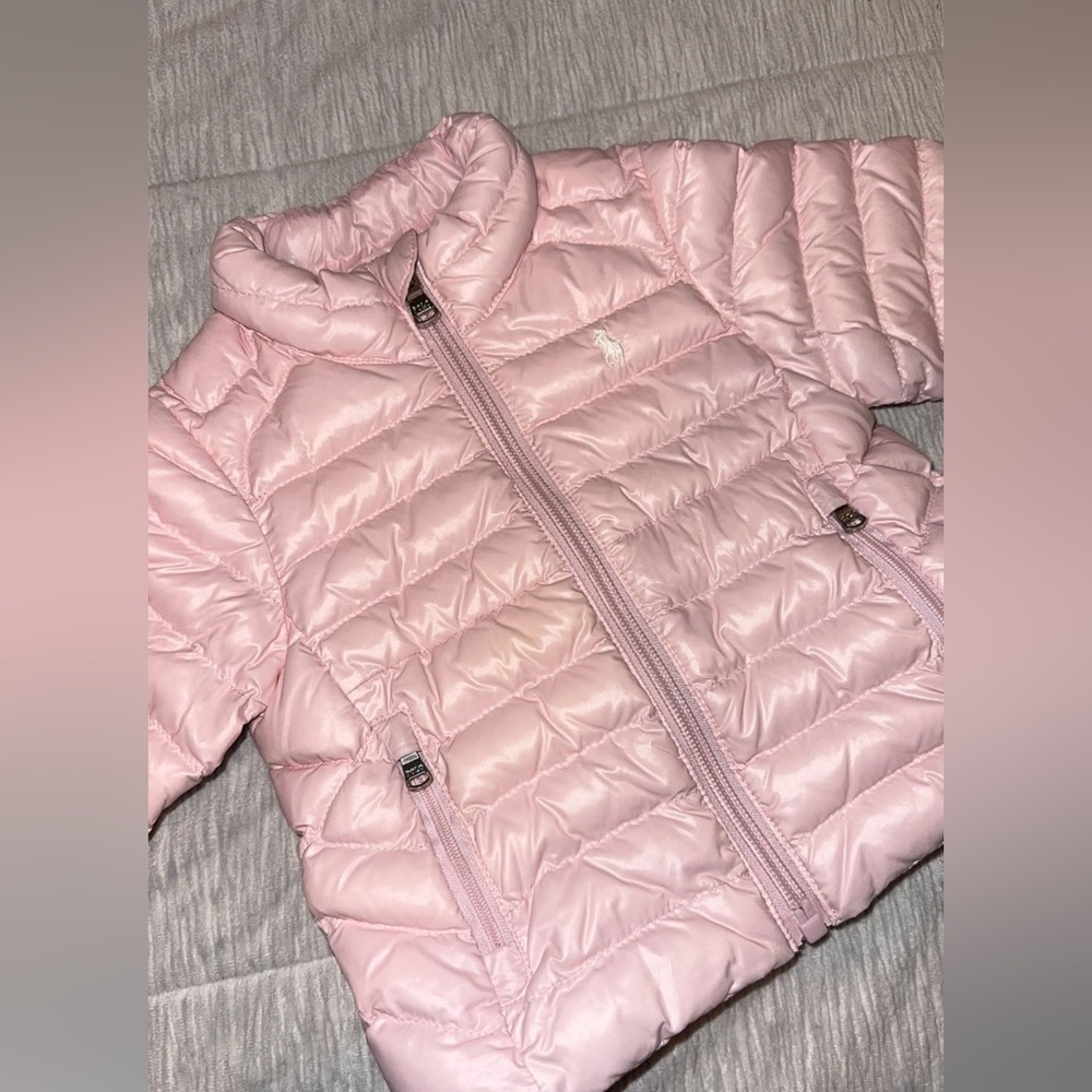 Pink polo puffer jacket